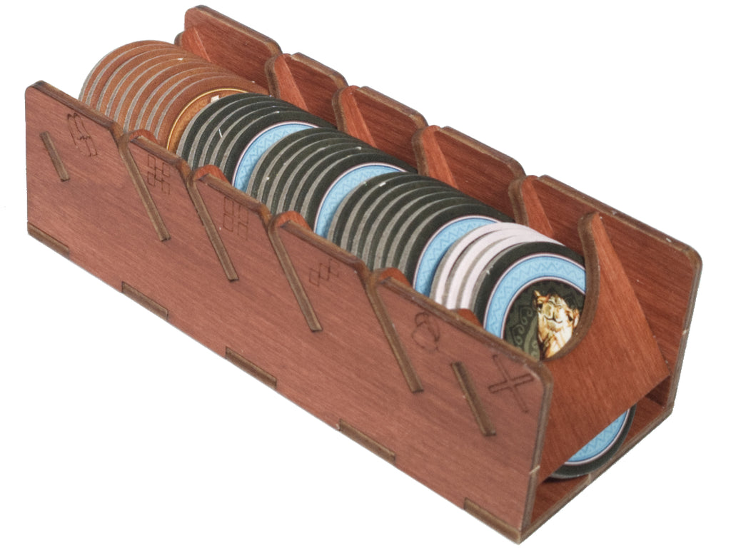 Tray for leather, bonus, camel and seal of excellence tokens