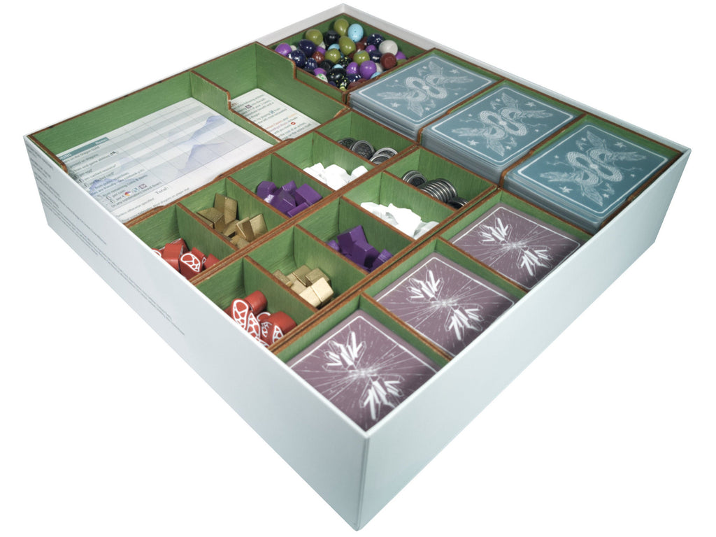 Full isometric view of the Wyrmspan board game insert organiser