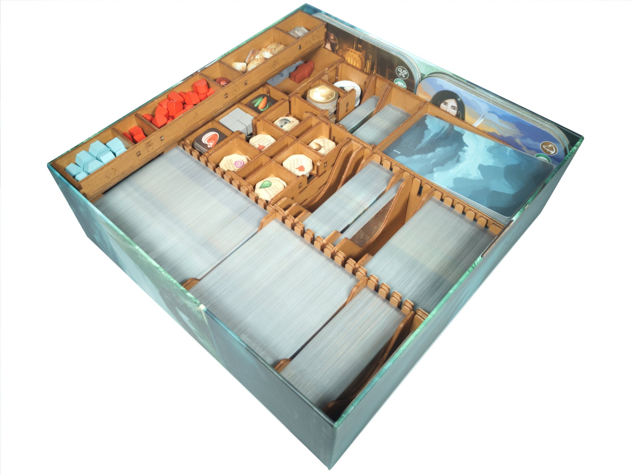 Full isometric view of the Sleeping Gods board game insert organiser